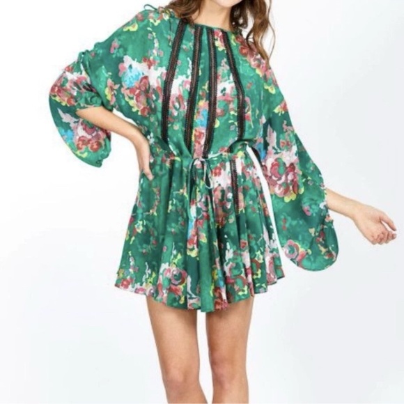 Manning Cartell Dresses & Skirts - Manning Cartell Semi Sheer Silk Dress Women Size 0 Oversized  Floral Green